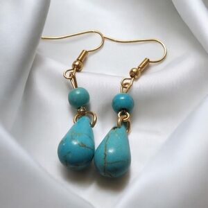 Elegant Turquoise and Gold Drop Earrings
